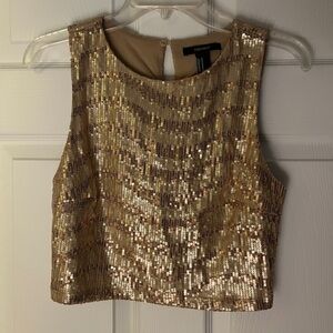 Gold Sequined Crop Top